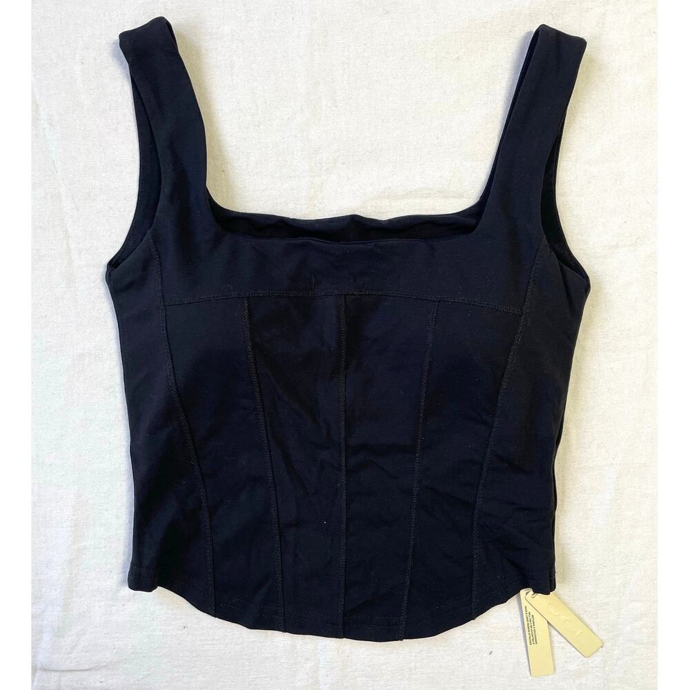 OGL Black Viscose Square Neck Crop Top Size XS Built in Bra NWT
